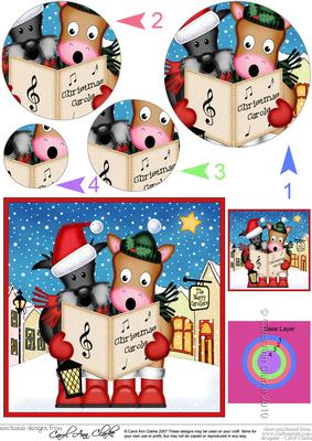Singing Dog & Horse Merry Carollers Circle Pyramage Topper