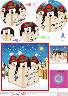 Singing Penguins Merry Carollers Circle Pyramage Topper