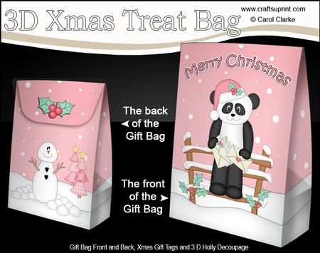 3D Little Christmas Panda Gift Bag Mini Kit