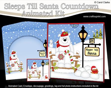3D Christmas Ben Polar Bear Till Santa Countdown Card