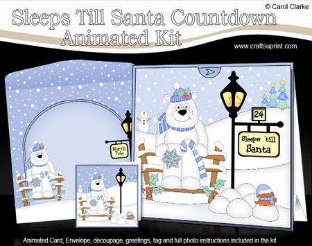 3D Christmas Ben Polar Bear Till Santa Countdown Card