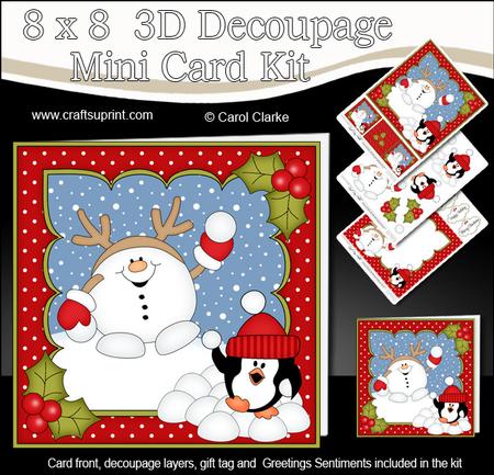 8x8 Christmas Snowball Sam Snowball Fight 3D Decoupage