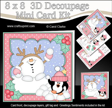 8x8 Christmas Snowball Sam Snowball Fight 3D Decoupage