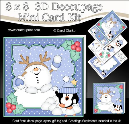 8x8 Christmas Snowball Sam Snowball Fight 3D Decoupage