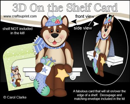 3D on the Shelf Card Kit - Little Christmas Husky Dog