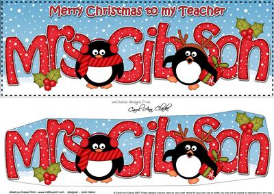 Large Dl Christmas Mrs Gibson Penguins 3D Decoupage
