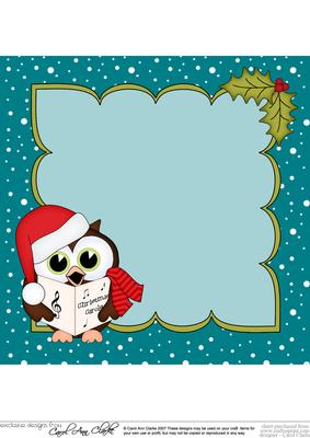 8 x 8 Christmas Carol Singing Little Hoot Owl Insert