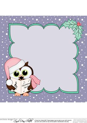 8 x 8 Christmas Carol Singing Little Hoot Owl Insert