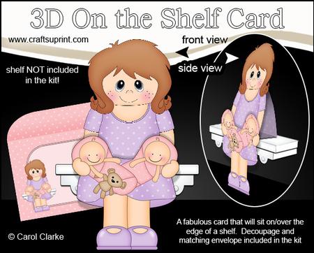 3D on the Shelf Card Kit - Amelia New Mummy of Baby Twins