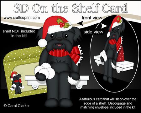 3D on the Shelf Card Kit - Little Christmas Shih Tzu Dog