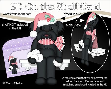 3D on the Shelf Card Kit - Little Christmas Shih Tzu Dog