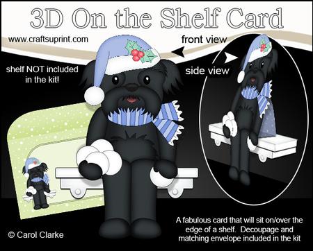 3D on the Shelf Card Kit - Little Christmas Shih Tzu Dog