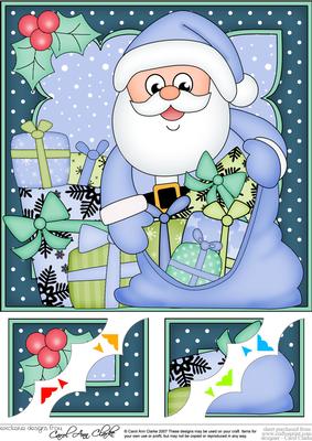 8 x 8 Christmas Santa's Sack Scalloped Corner Topper