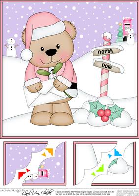8 x 8 Christmas Livvy Bear's Letter for Santa Corner Topper