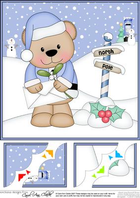 8 x 8 Christmas Livvy Bear's Letter for Santa Corner Topper