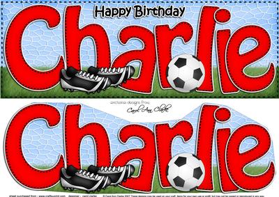Large Dl Birthday Charlie Football Card & 3D Decoupage