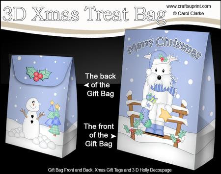 3D Little Christmas Westie Dog Gift Bag Mini Kit