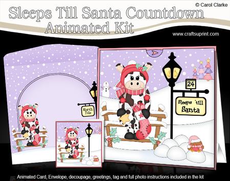 3D Christmas Milly Moo Cow Sleeps Till Santa Countdown Card