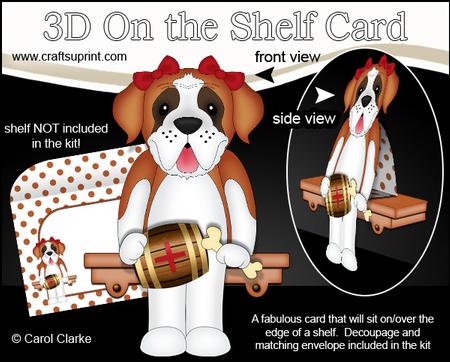 3D on the Shelf Card Kit - Little St Bernard Dog Lady