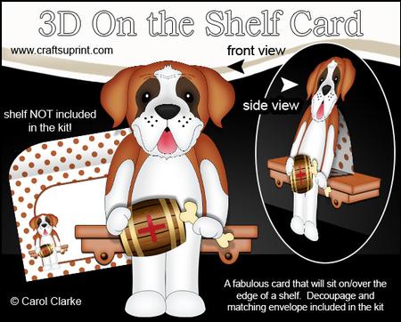 3D on the Shelf Card Kit - Little St Bernard Dog Tex