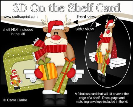 3D on the Shelf Card Kit - Christmas Rudolph's Presents