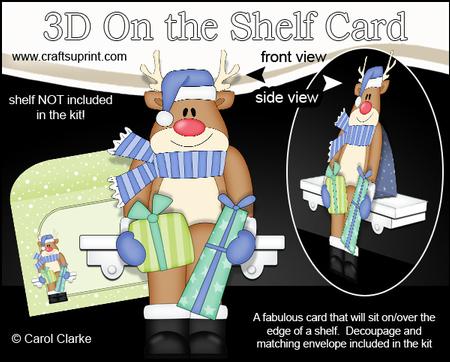 3D on the Shelf Card Kit - Christmas Rudolph's Presents