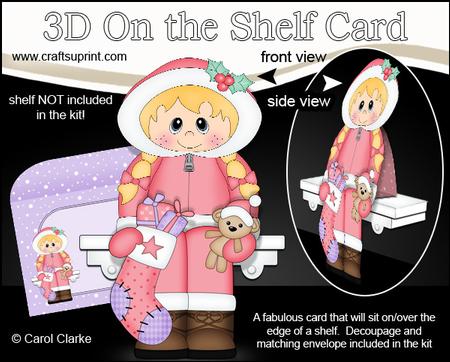 3D on the Shelf Card Kit - Little Christmas Eskimo Girl