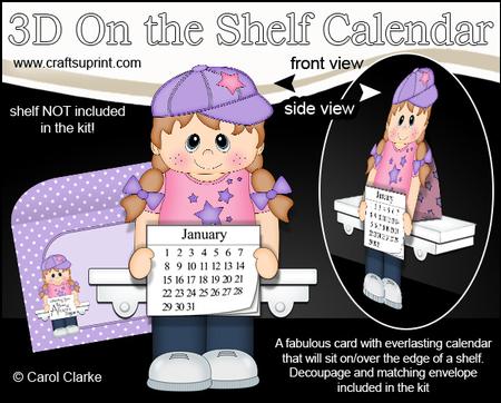3D on the Shelf Everlasting Calendar Kit - Young Girl Lacey