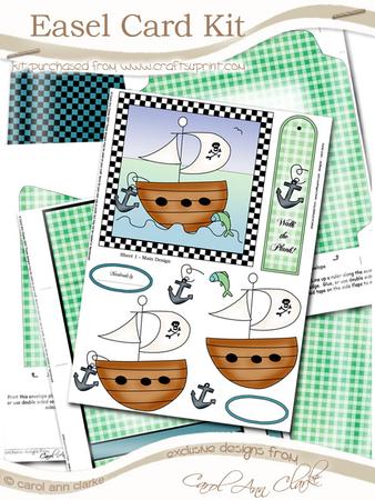 Pirate Ship Easel Card Kit with 3D Decoupage