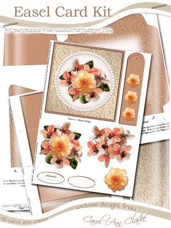 Flowers and Pearls Easel Card Kit with 3D Decoupage