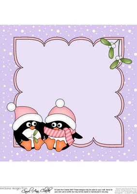 8 x 8 Christmas Penguin Love Insert