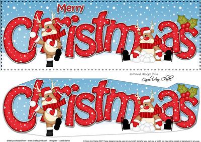 Large Dl Christmas Rudolph Snowball Fun 3D Decoupage