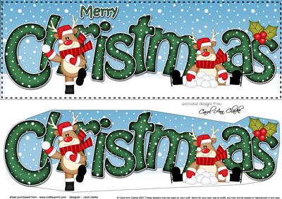 Large Dl Christmas Rudolph Snowball Fun 3D Decoupage