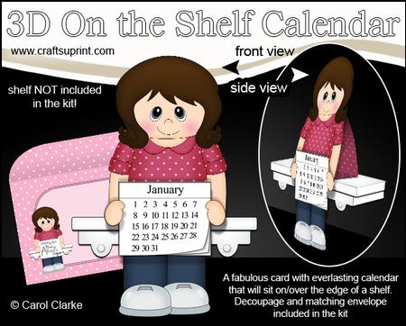 3D on the Shelf Everlasting Calendar Kit - Young Lady Alexa