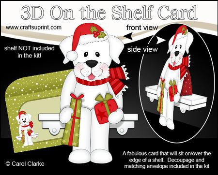 3D on the Shelf Card Kit - Little Christmas Labrador Dog