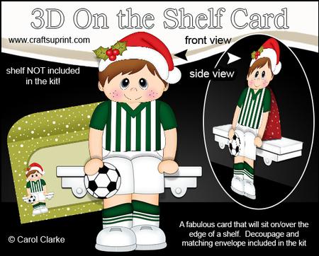 3D on the Shelf Card Kit - Little Christmas Footballer Boy