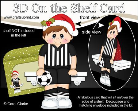 3D on the Shelf Card Kit - Little Christmas Footballer Boy