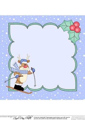 8 x 8 Christmas Skiing Rudolph Insert