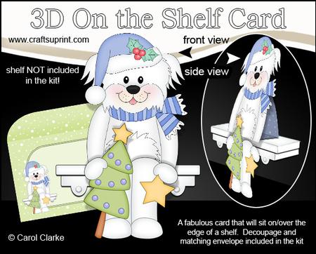 3D on the Shelf Card Kit - Little Christmas Bichon Frise Dog