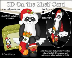 3D on the Shelf Card Kit - Little Christmas Panda Bear