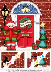 8 x 8 Santa Christmas Door Scalloped Topper