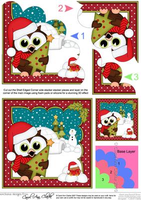 Christmas Little Hoot Owl's Tree Shell Edged Stacker