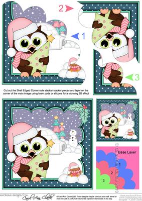 Christmas Little Hoot Owl's Tree Shell Edged Stacker