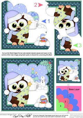 Christmas Little Hoot Owl's Tree Shell Edged Stacker