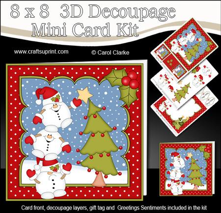 8x8 Christmas Snowball Sam Dressing the Tree 3D Decoupage