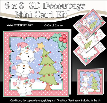 8x8 Christmas Snowball Sam Dressing the Tree 3D Decoupage