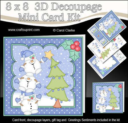 8x8 Christmas Snowball Sam Dressing the Tree 3D Decoupage