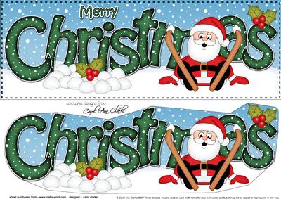 Large Dl Christmas Oops Skiing Santa 3D Decoupage