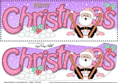 Large Dl Christmas Oops Skiing Santa 3D Decoupage