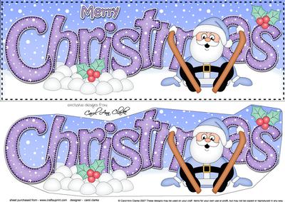 Large Dl Christmas Oops Skiing Santa 3D Decoupage